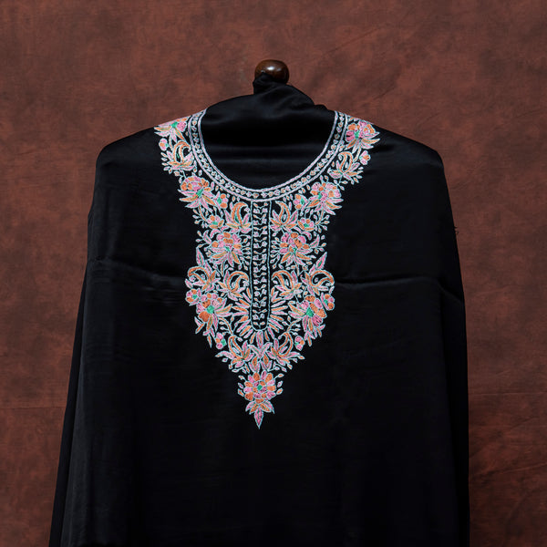 Premium Silk Modal Kurta Fabric With Kashmiri Sozni Hand Embroidery