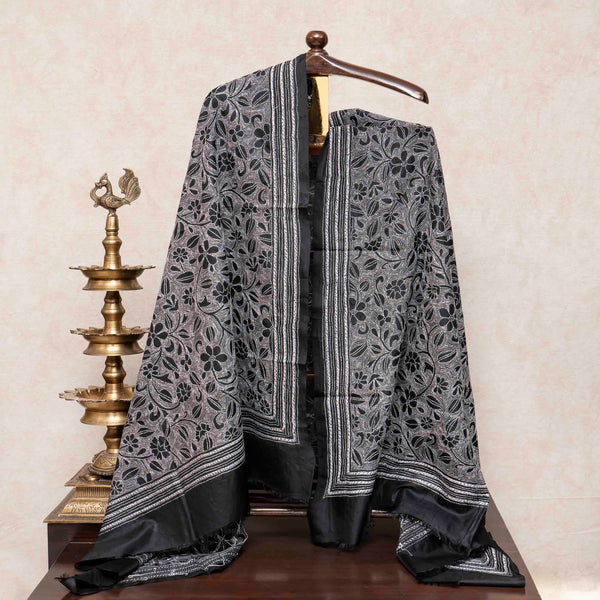 Hand Embroidery Kantha Silk Dupatta
