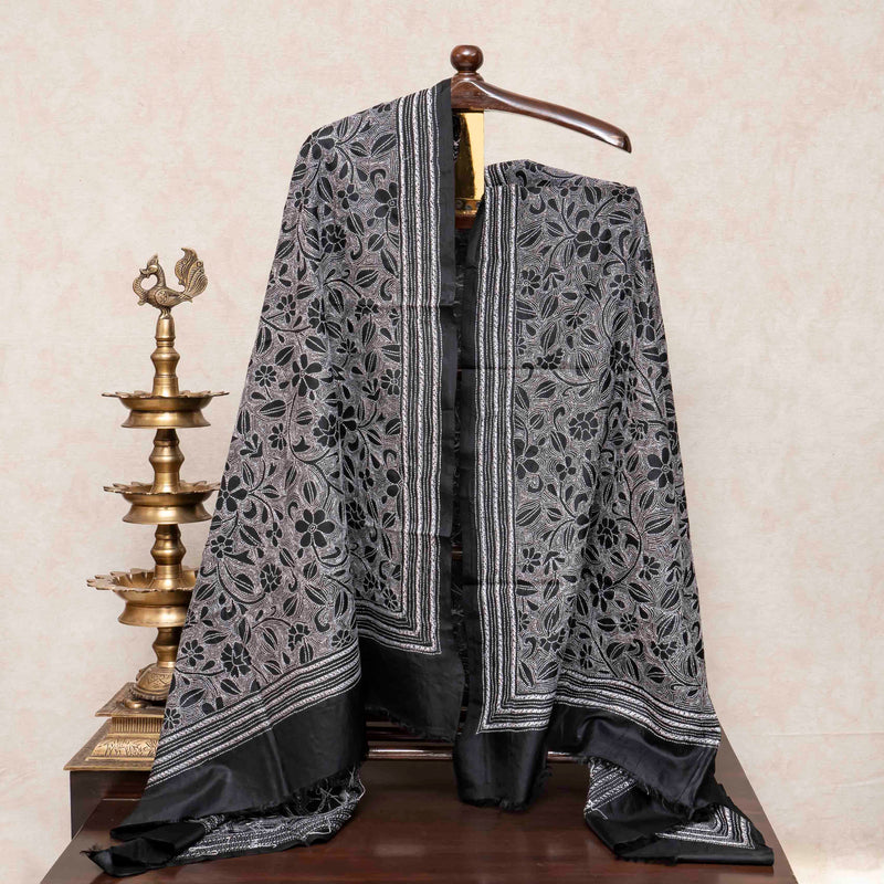 Hand Embroidery Kantha Silk Dupatta