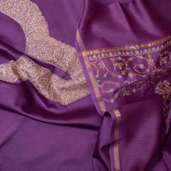 Chanderi Kurta & Dupatta With Kashmiri Sozni Hand Embroidery - Purple