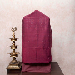 Maroon & Indigo Handloom Cotton Suit Set with Subtle Thread Embroidery