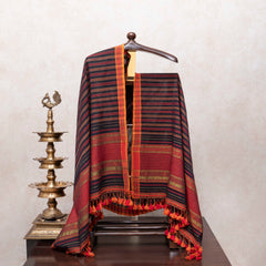 Regal Black Handloom Kala Cotton Suit Set with Mirror Work & Kutchi Weave Dupatta