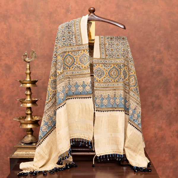 Handloom Kala Cotton Ajrakh Hand Block Kurta & Dupatta Fabric