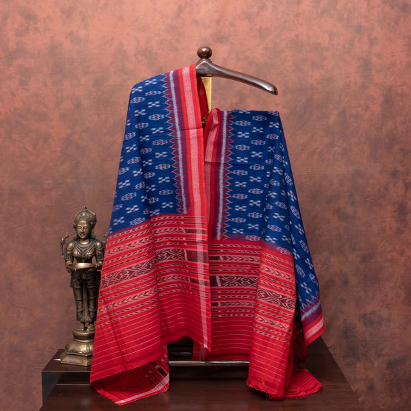 Elegant Handloom Kala Cotton Suit Set with Mirror Work & Ikat Dupatta
