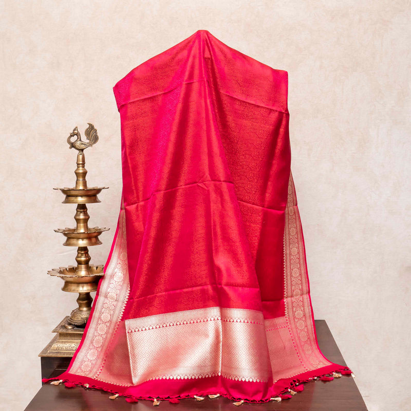 Handloom Muga Silk Kadwa Booty Kurta Fabric & Moga Silk Bottom With Pure Satin Silk Handloom Tanchoi Banarasi Dupatta