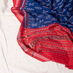 Elegant Handloom Kala Cotton Suit Set with Mirror Work & Ikat Dupatta