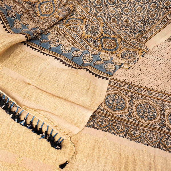 Handloom Kala Cotton Ajrakh Hand Block Kurta & Dupatta Fabric