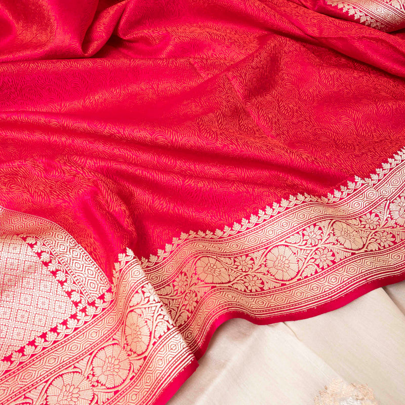 Handloom Muga Silk Kadwa Booty Kurta Fabric & Moga Silk Bottom With Pure Satin Silk Handloom Tanchoi Banarasi Dupatta