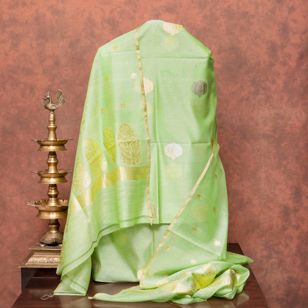 Handloom Chanderi Silk Kurta, Bottom Fabric With Kadwa Weave & Handloom Chanderi Silk Dupatta With Kadwa Weave