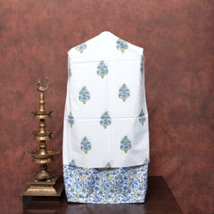 Serene Sky Handblock Cotton Suit Set with Kota Doria Dupatta