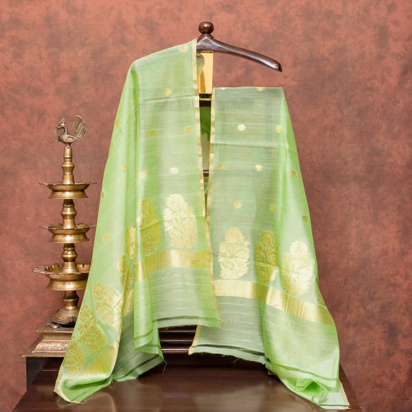 Handloom Chanderi Silk Kurta, Bottom Fabric With Kadwa Weave & Handloom Chanderi Silk Dupatta With Kadwa Weave