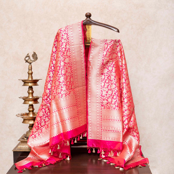 Handloom Muga Silk Kurta Bottom Fabric With Handloom Pure Banarasi Shikargah Katan Silk Dupatta