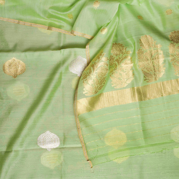 Handloom Chanderi Silk Kurta, Bottom Fabric With Kadwa Weave & Handloom Chanderi Silk Dupatta With Kadwa Weave