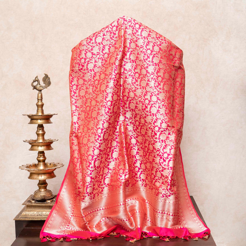 Handloom Muga Silk Kurta Bottom Fabric With Handloom Pure Banarasi Shikargah Katan Silk Dupatta