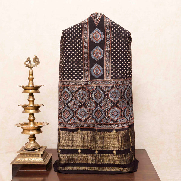 Handloom Kala Cotton Ajrakh Hand Block Kurta & Dupatta Fabric