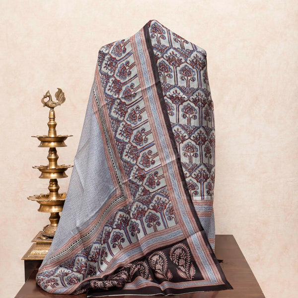 Kota Silk Kurta Fabric With Bagh Hand Block & Kota Silk Dupatta With Bagh Hand Block