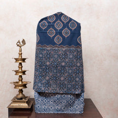 Midnight Mosaic: Hand Block Ajrakh Cotton Three-Piece Suit Set