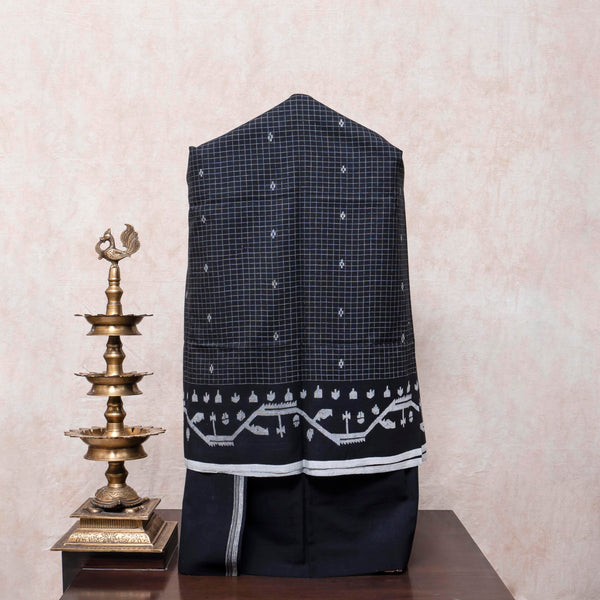 Handloom Jamdani Kurta, Kala Cotton Bottom & Handloom Tussar Silk Dupatta
