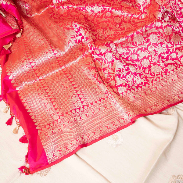 Handloom Muga Silk Kurta Bottom Fabric With Handloom Pure Banarasi Shikargah Katan Silk Dupatta