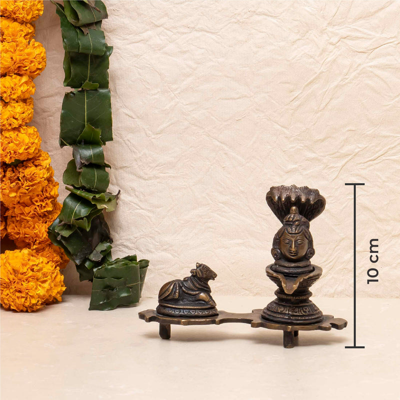 Brass Shiva Lingam With Nandi Statue