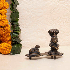 Brass Shiva Lingam With Nandi Statue