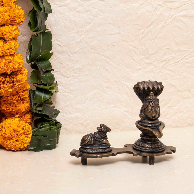 Brass Shiva Lingam With Nandi Statue