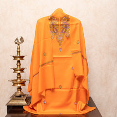 Woollen Kashmiri Hand Embroidered Kurta Fabric, Woollen Plain Bottom & Wollen Hand Embroidered Stole