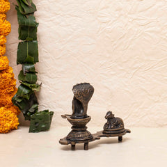 Brass Shiva Lingam With Nandi Statue