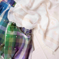 Handloom Heritage Multicolour Check Suit with Embroidery & Linen Dupatta