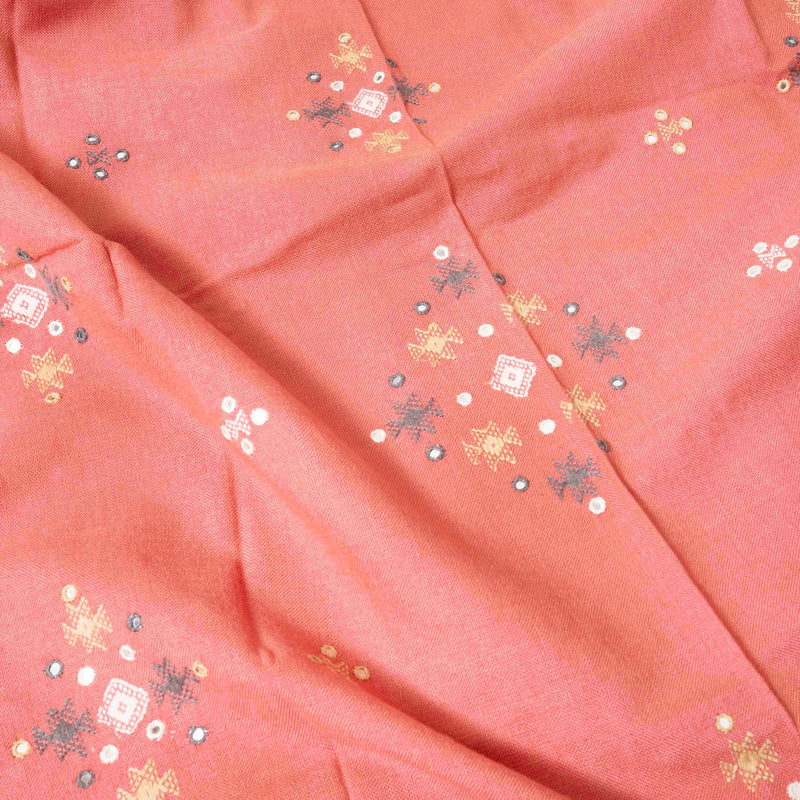 Handwoven Woollen Shawl With Mirror Work