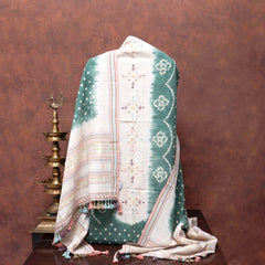 Handloom Kala Cotton Bandhani Kurta & Dupatta Set with Mirror Work