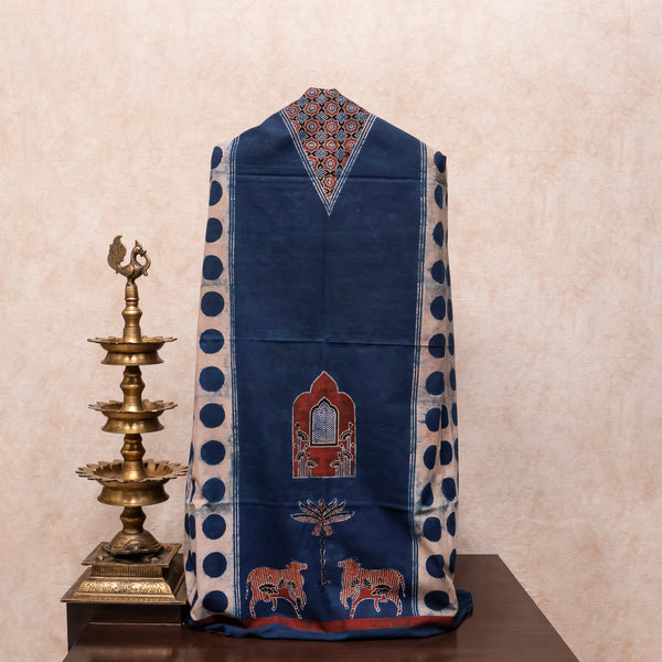 Ajrakh Cotton Kurta, Bottom And Dupatta