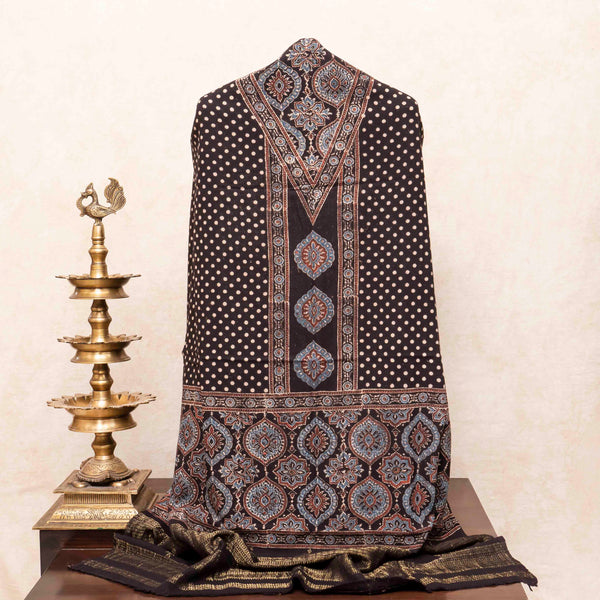 Handloom Kala Cotton Ajrakh Hand Block Kurta & Dupatta Fabric