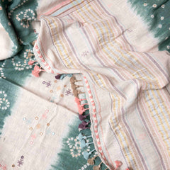 Handloom Kala Cotton Bandhani Kurta & Dupatta Set with Mirror Work