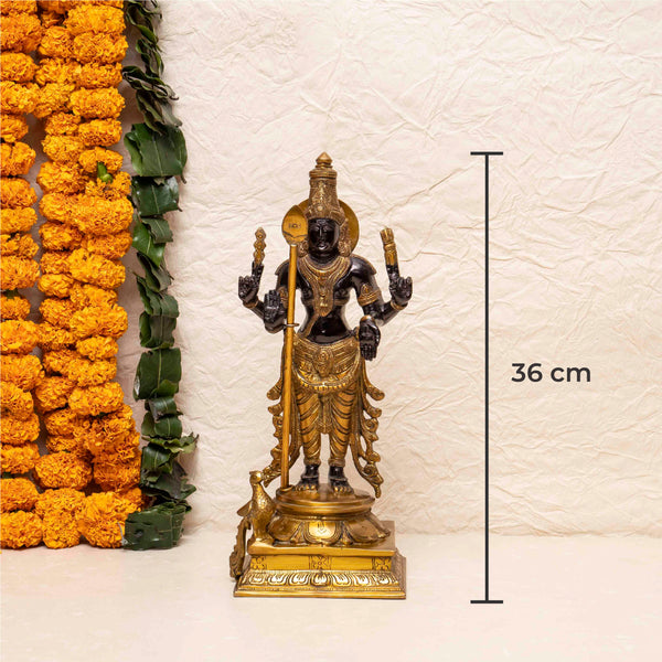 Brass Kartikeya Idol With Peacock
