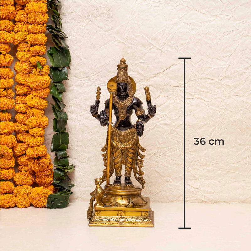 Brass Kartikeya Idol With Peacock