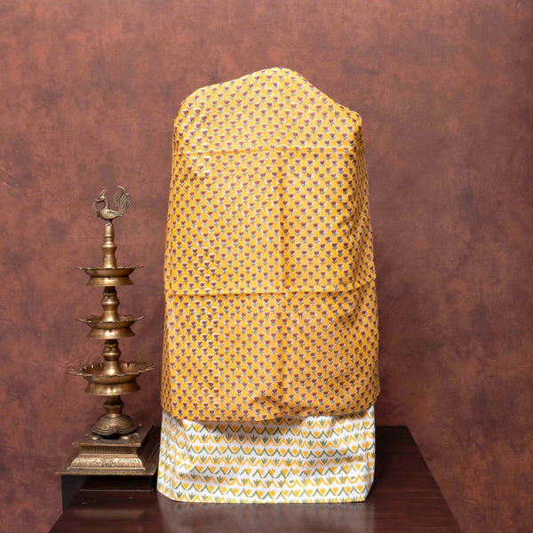 Sunlit Bloom Hand Block Chanderi Suit Set