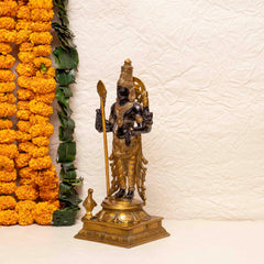 Brass Kartikeya Idol With Peacock