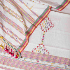 Handloom Kala Cotton Kurta Fabric With Mirror Work, Handloom Kala Cotton Bottom & Handloom Kala Cotton Designer Dupatta