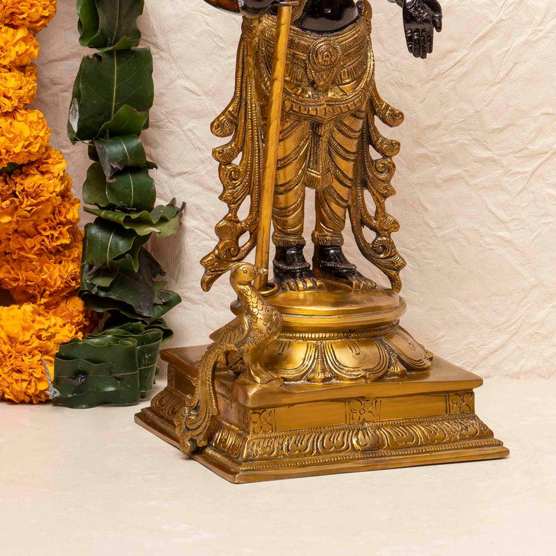 Brass Kartikeya Idol With Peacock