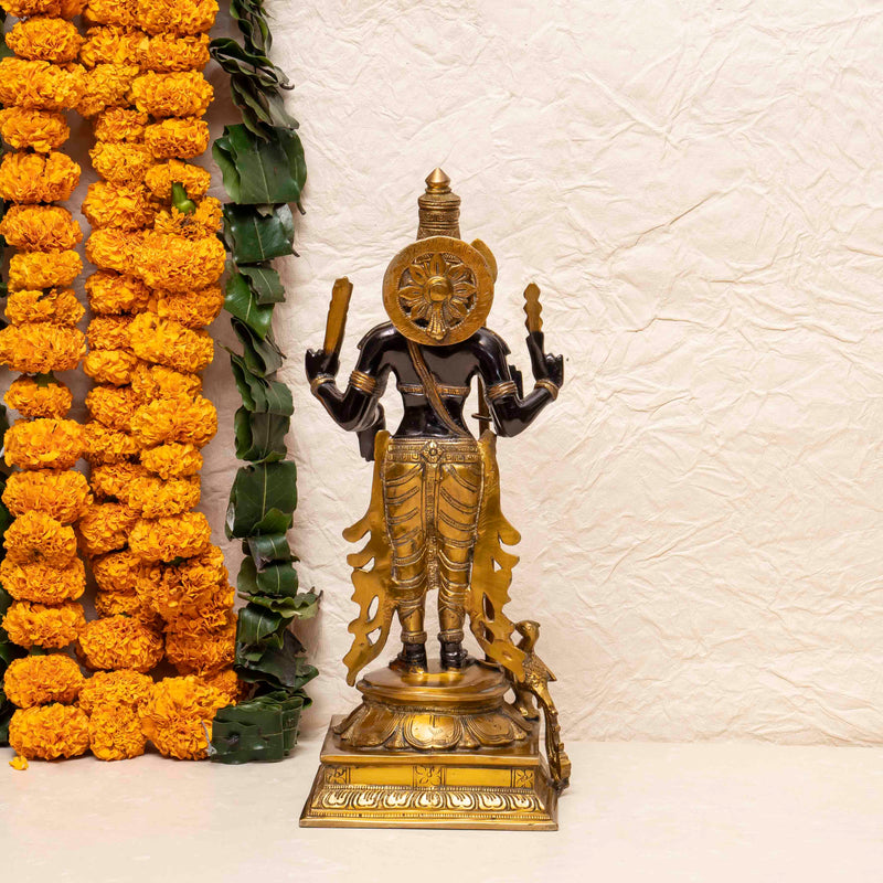 Brass Kartikeya Idol With Peacock