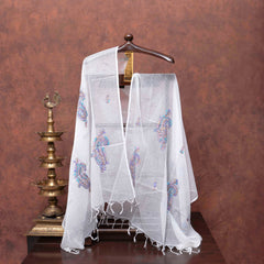Monsoon Mist Handloom Cotton Suit Set with Kashmiri Embroidered Dupatta