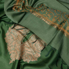 Chanderi Kurta & Dupatta With Kashmiri Sozni Hand Embroidery - Green
