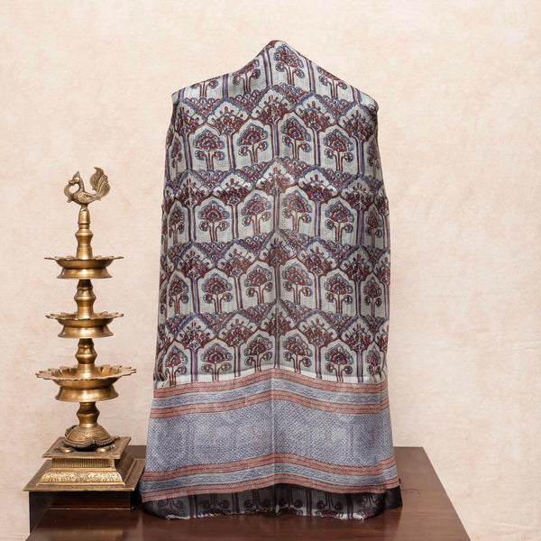 Kota Silk Kurta Fabric With Bagh Hand Block & Kota Silk Dupatta With Bagh Hand Block