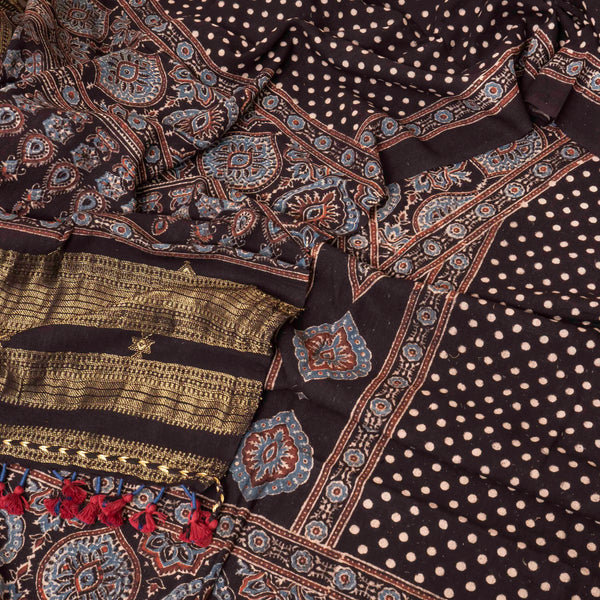 Handloom Kala Cotton Ajrakh Hand Block Kurta & Dupatta Fabric