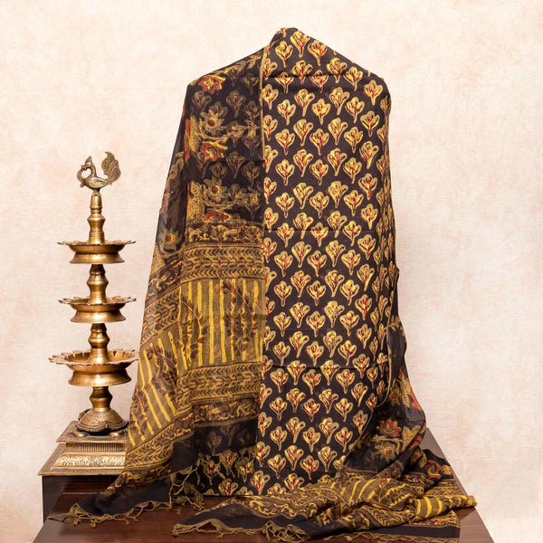 Hand Block Cotton Kurta Fabric & Hand Block Cotton Kota Doria Dupatta