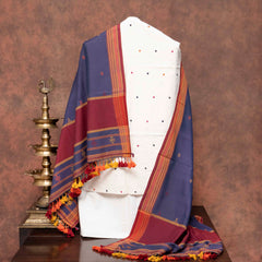 Handloom Kala Cotton Multicolour Mirror Kurta Fabric, Handloom Kala Cotton Bottom Fabric & Handloom Cotton Kutchi Weave Dupatta