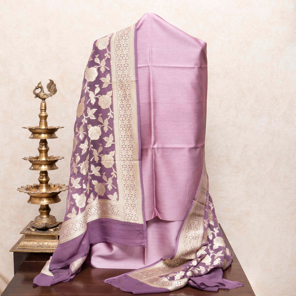 Handloom Cotton Silk Suit Fabric With Banarasi Silk Georgette Dupatta