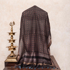 Hand Block Ajrakh Mangal Giri Cotton Silk Dupatta