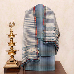 Hand Cotton Bhujodi Weave Kurta, Bottom Fabric & Handloom Cotton Kutchi Weave Stole